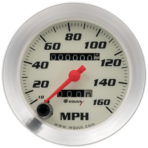 Speedometer - 8000 Series - 160 MPH - Mechanical - Analog - 3-3/8 in Diameter - White Face - Each