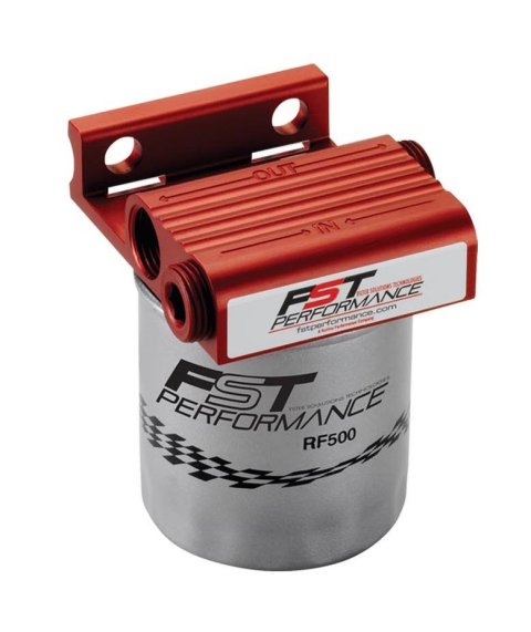 Fuel Filter - Flomax 300 - Canister - 4 Micron - Stainless Element - 1/2 in NPT Female Inlet - 1/2 in NPT Female Outlet - 300 gph - Aluminum - Red Ano