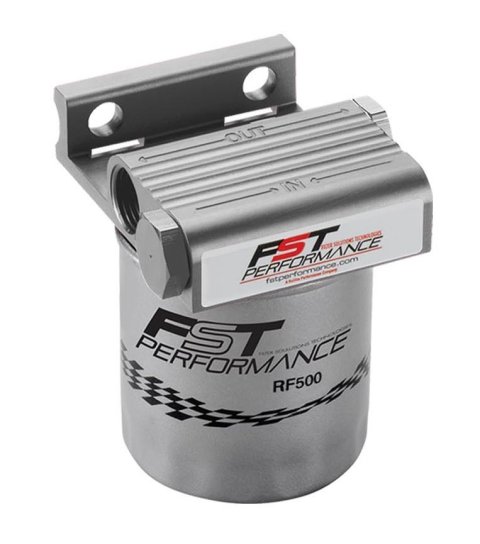 Fuel Filter - Flomax 350 - Canister - 4 Micron - Stainless Element - 8 AN Female Inlet - 8 AN Female Outlet - 300 gph - Aluminum - Clear Anodized - Ea