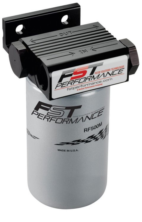Fuel Filter - Flomax 500 - Canister - 3 Micron - Stainless Element - 12 AN Female Inlet - 12 AN Female Outlet - 300 gph - Black Anodized - Each