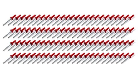 Rivet - Avex Style - 3/8 in Head - 3/16 in Steel Mandrel - 1/2 in Grip Range - Aluminum - Red Powder Coat - Set of 100
