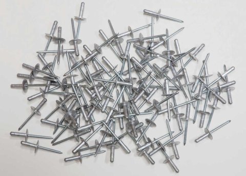 Rivet - Avex Style - 5/8 in Head - 3/16 in Steel Mandrel - 1/2 in Grip Range - Aluminum - Natural - Set of 100