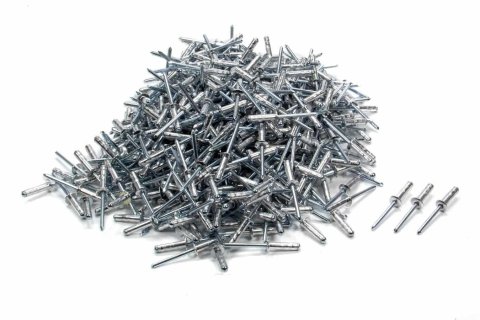 Rivet - Avex Style - 3/8 in Head - 3/16 in Steel Mandrel - 1/2 in Grip Range - Aluminum - Natural - Set of 500
