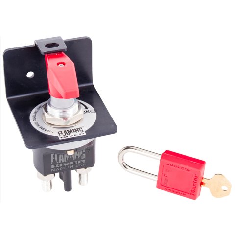 Battery Disconnect - Big Switch 500 - Rotary Switch - Panel Mount - 500 Amps - Lock Out Bracket - 12-24V - Kit