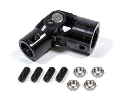 Steering Universal Joint - Single Joint - 3/4 in Double D to 1 in Double D - Chromoly - Black - Each