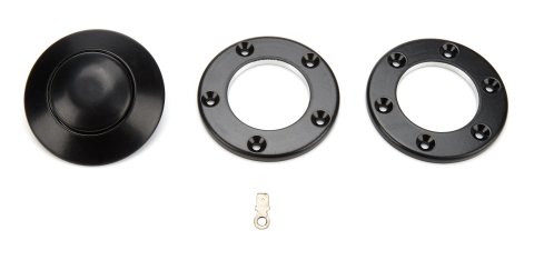 Horn Button - Dome - Aluminum - Black Powder Coat - 5 / 6-Bolt Steering Wheels - Each