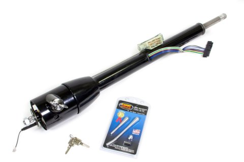 Steering Column - Tilt - 2 in Tube - 33 in Length - Hazard / Key / Turn Signal - Stainless - Black Powder Coat - Chevy Corvette 1968-82 - Each
