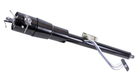 Steering Column - Tilt - 2 in Tube - 33 in Length - Hazard / Key / Turn Signal - Stainless - Black Powder Coat - GM A-Body / F-Body / X-Body 1969-78 - Each