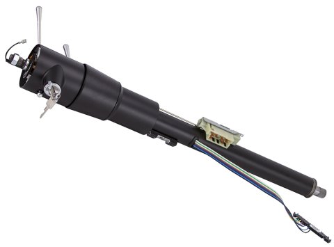 Steering Column - Tilt - 2 in Tube - 33 in Length - Hazard / Key / Turn Signal - Stainless - Black Powder Coat - GM F-Body 1970-81 - Each