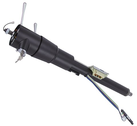 Steering Column - Tilt - 2 in Tube - 30 in Length - Hazard / Key / Turn Signal - Stainless - Black Powder Coat - Jeep Wrangler CJ 1979-86 - Each