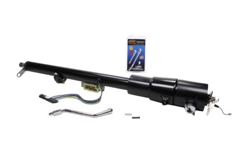 Steering Column - Tilt - 2 in Tube - 35 in Length - Hazard / Key / Turn Signal - Stainless - Black Powder Coat - GM Fullsize Truck 1973-87 - Each