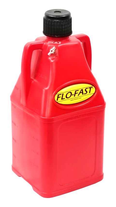 Utility Jug - 7.5 gal - 11.25 x 11 x 26 in Tall - O-Ring Seal Cap - Petcock Vent - Square - Plastic - Red - Each