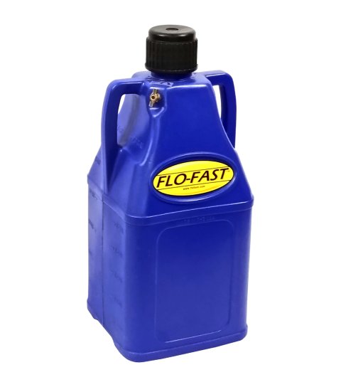 Utility Jug - 7.5 gal - 11.25 x 11 x 26 in Tall - O-Ring Seal Cap - Petcock Vent - Square - Plastic - Blue - Each