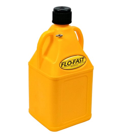 Utility Jug - 7.5 gal - 11.25 x 11 x 26 in Tall - O-Ring Seal Cap - Petcock Vent - Square - Plastic - Yellow - Each