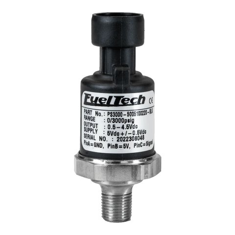 Pressure Sending Unit - Black Series - 1/8 in NPT Male Thread - 0-3000 psi - Wheelie Bar Load Cell - steel - Black / Stainless - Each