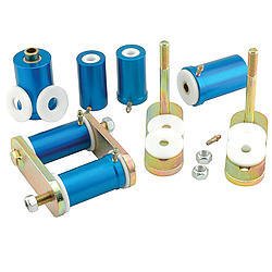 Spring Shackle - Del-A-Lum - Aluminum / Plastic Bushings - Steel - Cadmium - GM F-Body 1967-81 - Kit