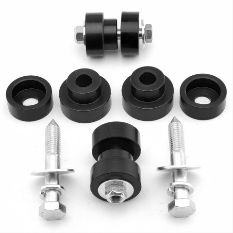 Body Mount Bushing - Interlock - Hardware Included - Aluminum - Black Anodized - Global West Subframe Connectors - GM F-Body / X-Body 1967-81 - Kit