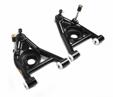 Control Arm - Tubular - Lower - Coil Spring - Polyurethane Bushings - Steel - Black Powder Coat - Ford Mustang 1979-93 - Pair