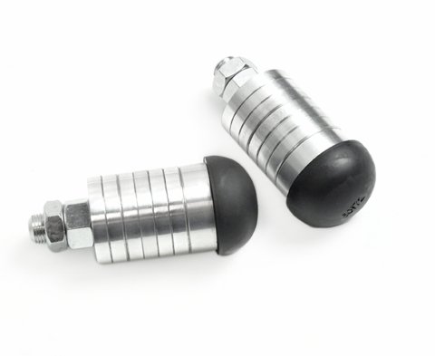 Bump Stop - Button Head - 1.625 in OD - 2.75 in Tall - Adjustable - Bolt-On - 1/2-20 in Thread Shaft - Aluminum / Polyurethane - Black / Natural - Pai