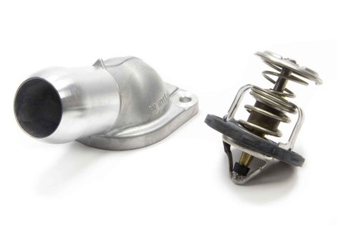 Water Neck and Thermostat - 1-1/2 in ID Hose - 186 Degree Thermostat - Replacement - Aluminum - Natural - GM LS-Series - Each