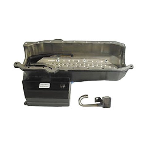 Engine Oil Pan Kit - Rear Sump - 8 qt - 8 in Deep - Steel - Black Powder Coat - 1-Piece Seal - Circle Track - Small Block Chevy - Kit