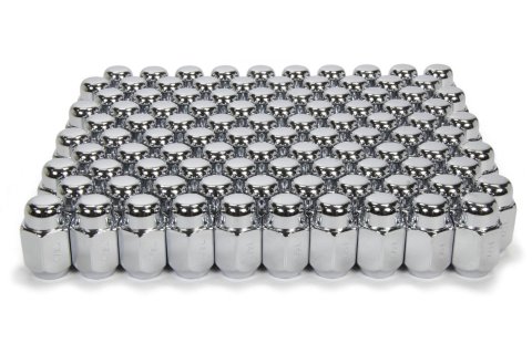 Lug Nut - Acorn - 1/2-20 in Left Hand Thread - Duplex - 13/16 in Hex Head - 60 Degree Seat - Closed End - Steel - Chrome - Set of 100