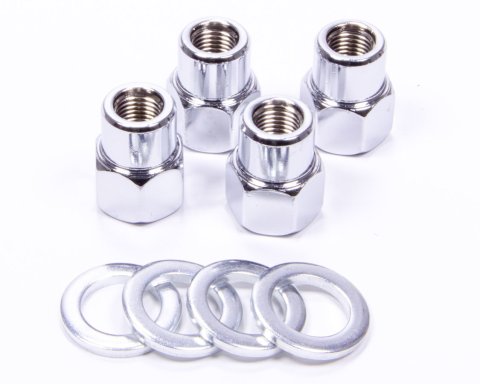 Lug Nut - Short Mag - 7/16-20 in Right Hand Thread - 13/16 in Hex Head - 0.500 in Shank - Open End - Steel - Chrome - Set of 4