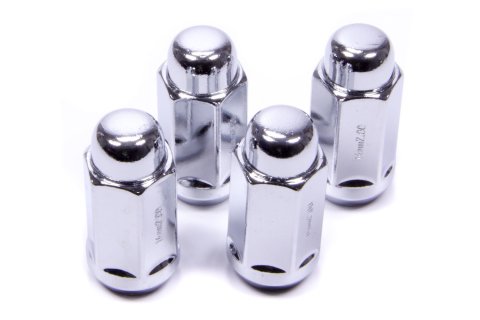 Lug Nut - Acorn Bulge Extra Long - 1/2-20 in Right Hand Thread - 13/16 in Hex Head - 60 Degree Seat - Closed End - Steel - Chrome - Set of 4