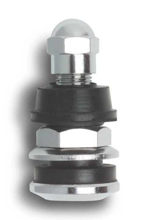Valve Stem - Outer-Mount - Bolt-On - Steel - Chrome - Set of 100