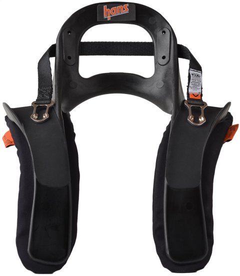 Head and Neck Support - Hans III - SFI 38.1 - Sliding Post Tether - Helmet Anchor - Plastic - Black - Large - Kit