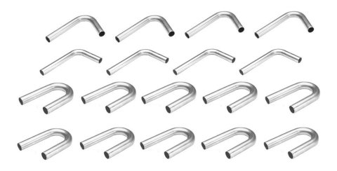 Exhaust Pipe Bend Kit - Box of Bends - 2 in Diameter - Mandrel - Ten U / Four J / Four 90 Degree Bends - 18 Gauge - Steel - Natural - Kit