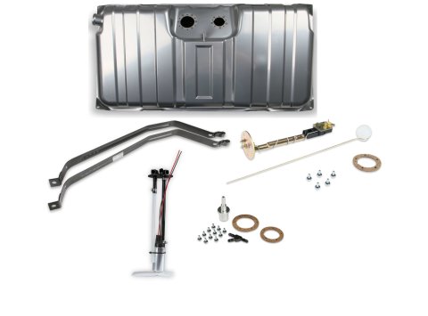 Fuel Tank - Sniper EFI - 16 gal - 255 lph Pump - 1/4 in NPT Outlet - 1/4 in NPT Return - Sending Unit - Steel - Silver Powder Coat - GM X-Body 1962-65 - Kit