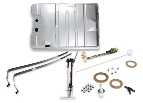 Fuel Tank - Sniper EFI - 19 gal - 255 lph Pump - 1/4 in NPT Outlet - 1/4 in NPT Return - Sending Unit - Steel - Silver Powder Coat - Mopar B-Body 1968-70 - Kit