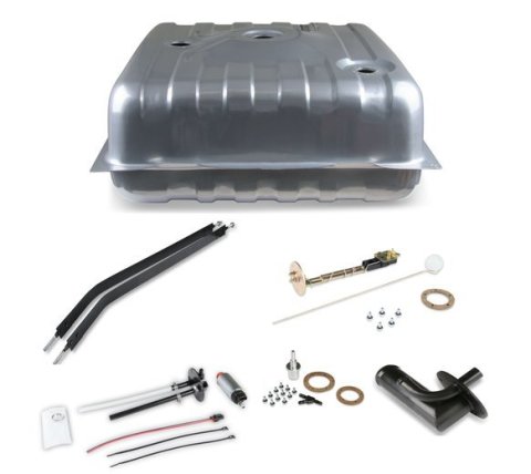 Fuel Tank - Sniper EFI - 25 gal - 255 lph Pump - 1/4 in NPT Outlet - 1/4 in NPT Return - Sending Unit - Steel - Silver Powder Coat - GM Fullsize SUV 1982-91 - Kit