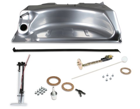 Fuel Tank - Sniper EFI - 19 gal - 255 lph - 1/4 in NPT Outlet - 1/4 in NPT Return - Sending Unit - Steel - Silver Powder Coat - Mopar B-Body 1966-67 - Kit