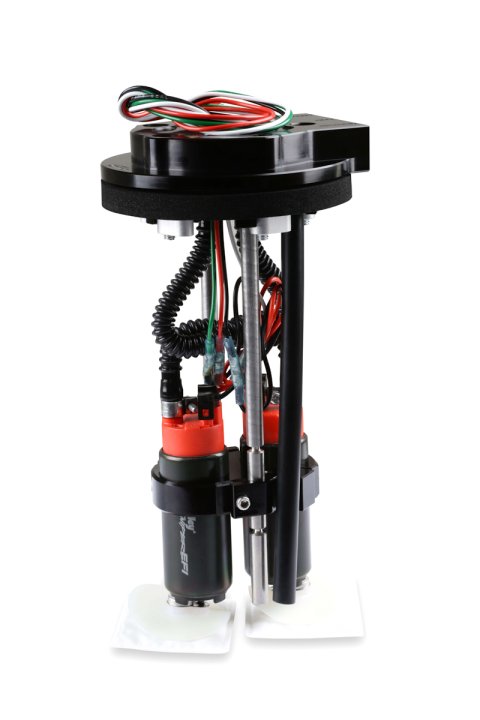 Fuel Pump - Sniper Drop-In Retrofit - Electric - In-Tank - Dual Pump - 340 lph - 8 AN Female Inlet - 8 AN Female Outlet - 6 AN Female Vent - Aluminum - Black Anodized - Gas / E85 - Kit