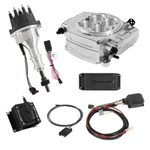Fuel Injection - Sniper 2 EFI - Throttle Body - Square Bore - Computer / Distributor / Ignition Coil / Wiring - Silver - Small Block Ford - Kit