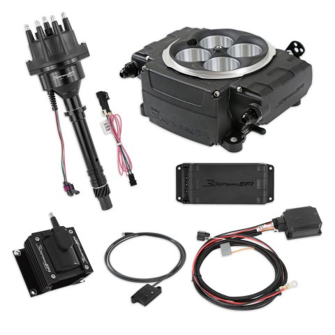 Fuel Injection - Sniper 2 EFI - Throttle Body - Square Bore - Computer / Distributor / Ignition Coil / Wiring - Black - Small Block Chevy - Kit