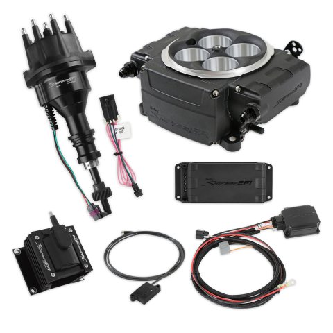 Fuel Injection - Sniper 2 EFI - Throttle Body - Square Bore - Computer / Distributor / Ignition Coil / Wiring - Black - Small Block Ford - Kit