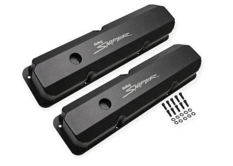 Valve Cover - Sniper - Tall - Baffled - Breather Holes - Sniper Logo - Aluminum - Black Anodized - FE-Series - Pair