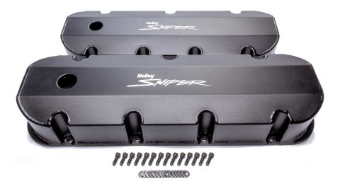 Valve Cover - Sniper - Tall - Baffled - Breather Holes - Sniper Logo - Aluminum - Black Anodized - Big Block Chevy - Pair
