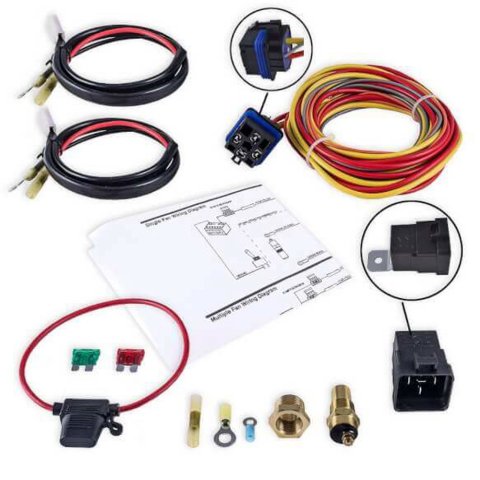 Fan Controller - Frostbite - 185 Degree F On - 170 Degree F Off - 1/2 in NPT Thread Temperature Sensor - Harness / Relay - Universal - Kit