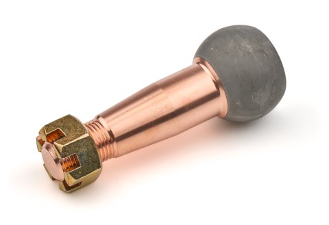 Ball Joint Stud - 2.000 in/ft Taper - 3.65 in Long - Plus 0.5 in Extended Length - 1.437 in Ball - 5/8-18 in Thread - Steel - Copper Plated - Each