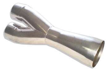 Exhaust Y-Pipe - 3.5 in Inlets - 5 in Outlet - Steel - Gray Paint - Each