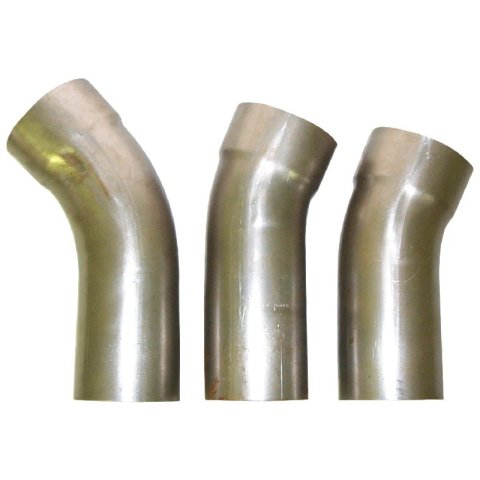 Exhaust Pipe Bend Kit - 3.5 in Diameter - One End Expanded - Mandrel - One 45 Degree / Two 20 Degree - 18 Gauge - Steel - Natural - Kit