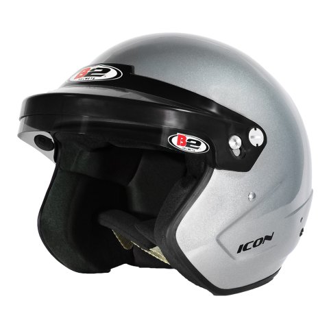 Helmet - Icon - Open Face - Snell SA2020 - Head and Neck Support Ready - Silver - Small - Each