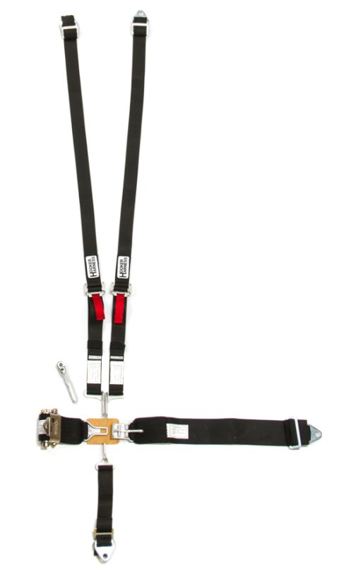 Harness - 5 Point - Latch and Link - SFI 16.1 - Ratchet Adjust - Bolt-In / Wrap Around - Individual Harness - HANS Ready - Black - Kit
