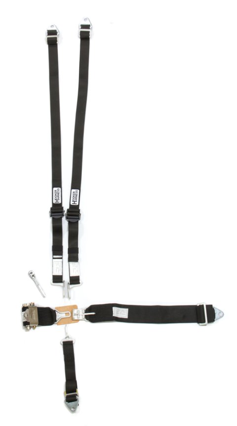 Harness - 5 Point - Latch and Link - SFI 16.1 - Ratchet Adjust - Bolt-In / Wrap Around - Individual Harness - HANS Ready - Black - Kit