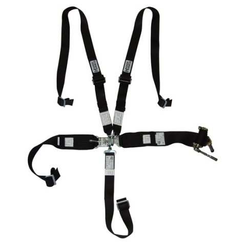 Harness - 5 Point - Latch and Link - SFI 16.1 - Ratchet Adjust - Bolt-In / Wrap Around - Individual Harness - HANS Ready - Black - Kit