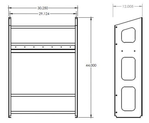 Utility Jug Rack - 6 Bay - 30.25 x 44 x 12 in - Aluminum - Black Powder Coat - Each